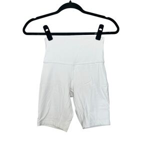 Lululemon White High-Waisted Biker Shorts